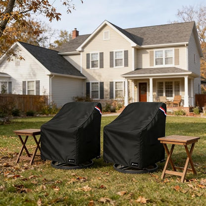 Outdoor Swivel Rocker Chair Cover 2 Pack,Waterproof Rocking Chair Covers, All-Weather Protection Outdoor Lawn Patio Furniture Covers for Patio Chair 32" W x 35" D x 32" H, Black