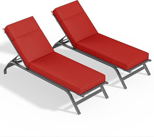 2 Pcs Chaise Lounge Cushions Outdoor, 72" L X 21" W X 4" D Lounge Chair Cushions for Outdoor Furniture, High-Density Foam Patio Chaise Cushion-Waterproof Fade-Resistant ThickPatio lounge chair cushion