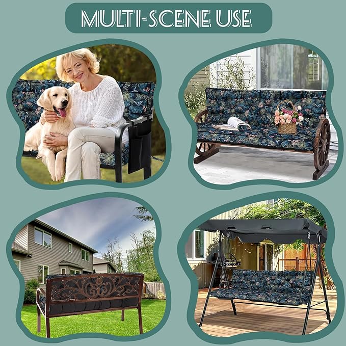 Replacement Cushions for Swing, Swing Cushions 3 Seater Replacement, Waterproof Thicken Washable Pad Cushion for Outdoor Indoor Furniture Swing Patio (Hummingbird, 40x55 inch)