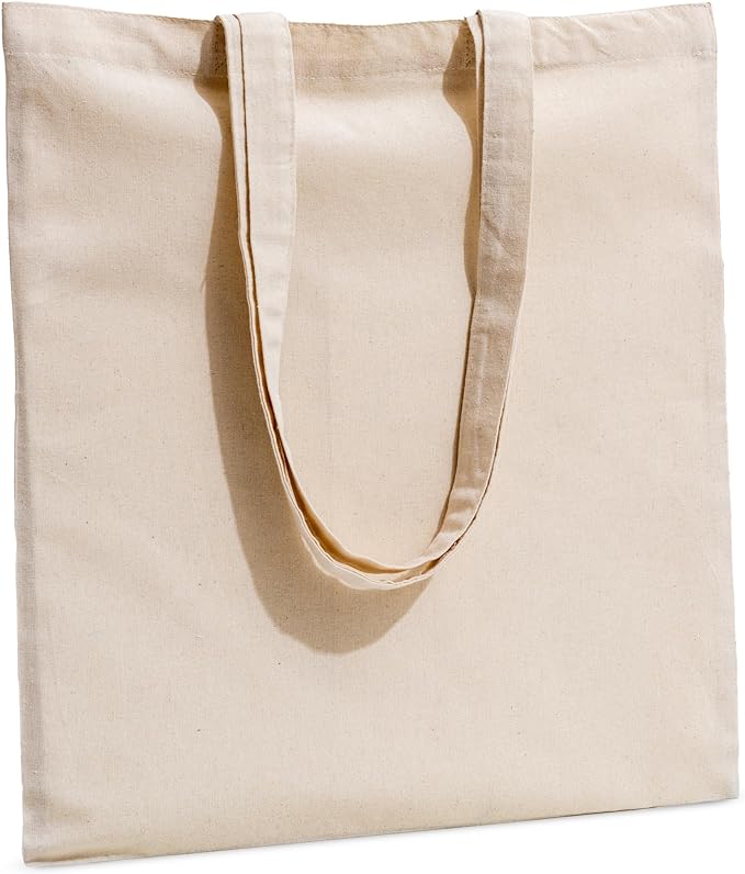 Carrywell (Not Made In China) Canvas Tote Bags 24-Pack, 15"x16", Bulk Promotional Totes For Screen Print, Cotton Reusable Shopping Bag, Blank Cloth With Handles
