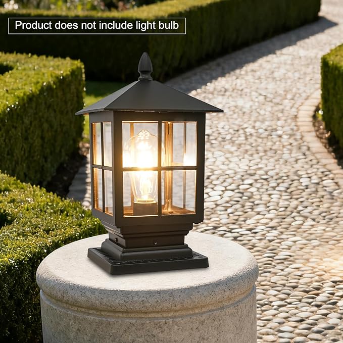 Outdoor Post Light, Modern Exterior Pillar Lantern, Dusk to Dawn Outdoor Lighting, Exterior Post Lantern Lamps for Garden Backyard Patio Lawn Driveway Porch