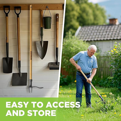 WORKPRO Weed Puller Tool with 44” Bamboo Handle, Heavy-Duty 4-Claw Cast Iron Head, Stand-Up Weeder with Foot Pedal for Dandelions, Thistles, Crabgrass, Easy Root Removal Without Bending or Kneeling