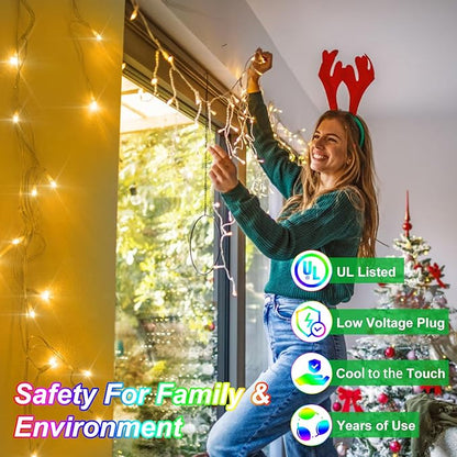 82FT LED Christmas Lights Outdoor with 176 Drops, Christmas Decorations Hanging Lights 616 LED 8 Modes, Outsite Fairy String Lights for Wedding Party Holiday Winter Wonderland Decorations Warm White