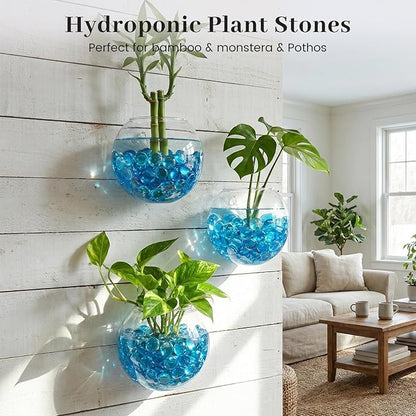 FUTUREPLUSX 5Lb Light Blue Flat Glass Marbles, Glass Beads Flat Gems Aquarium Pebbles Vase Filler Table Scatter Decor