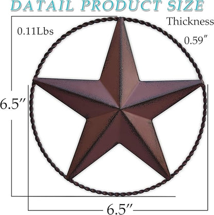 JoyEvy 6.5" Red Metal Barn Star Wall Décor - Wall Art for Farmhouse, Western, Rustic Homes - Outside or Inside of House Decorations