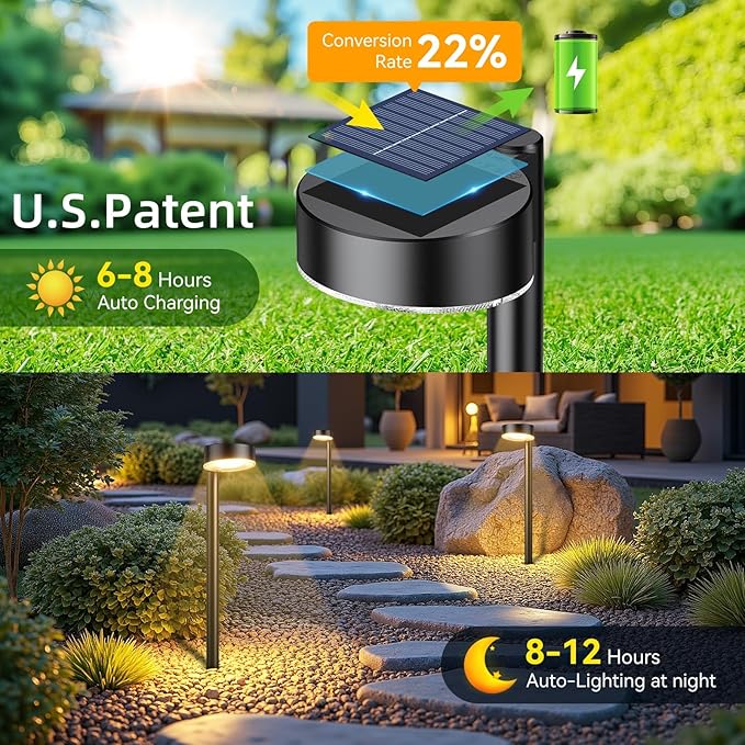 Ahaorigin 4 Pack Solar Pathway Lights Outdoor, Bright LED Solar Lights Outdoor Waterproof, Up to 12 Hrs Modern Path Lighting for Yard Garden Walkway Driveway Lawn Decor (4 Pack)