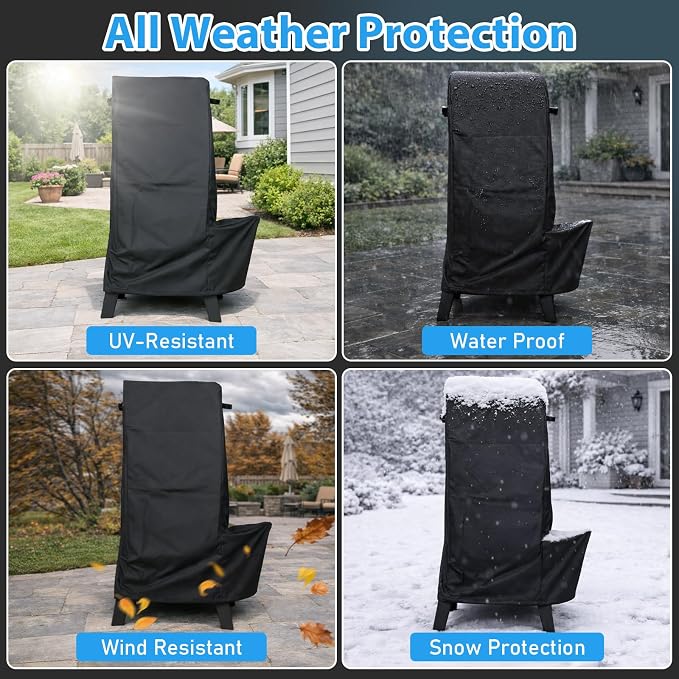 Utheer Grill Cover for Pit Boss 3-Series Gas Vertical Smoker, Upgraded Full-Length Heavy Duty 600D Waterproof Anti-UV Cover for Pit Boss PBV3G1/PBV3A1/10947, Double-Stitched Tear-Resistant Seams