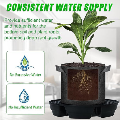 4 Pcs Self-Watering Fabric Pot Base, Auto-Irrigation System Plant Saucer for 5 Gallon Fabric Pots, Auto Watering Plant Water Tray Self Watering System for Indoor Greenhouses Grow Tents Gardens