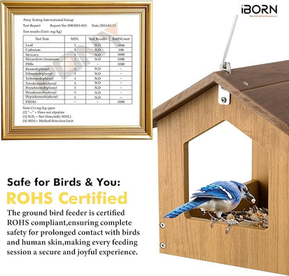 iBorn Pavilion Bird Feeder, Covered Platform Bird Feeder for Outdoors Hanging, WPC Recycled Plastic & Waterproof, Coffee
