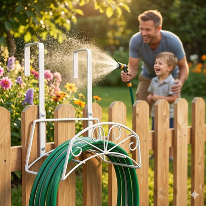 Garden Hose Holder for Outside Yard Hang Over The Door and Fence, Holds Up to 150Ft (2PCS White)