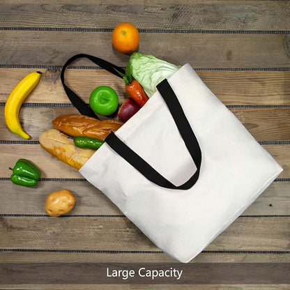 TOPDesign 6-Pack Canvas Tote Bags with Magnetic Snap, Reusable Grocery Shopping Bags, DIY Your Creative Designs