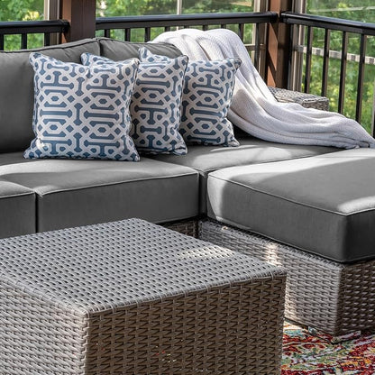 9 Piece Outdoor Patio Waterproof Cushion Covers, Fits 4-Seat Wicker Rattan Sectional Couch Chair Furniture Cover Replacement Set - Fade-Resistant Patio Cushion Covers with Zipper