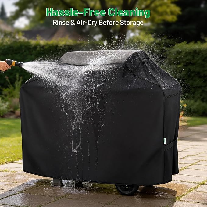 Grill Cover 55 Inch, Heavy Duty Waterproof BBQ Grill Cover for Outdoor Grill, 3-4 Burner Gas Barbecue Grill Cover for Weber, Char-Broil, Nexgrill, Windproof Protection, Black