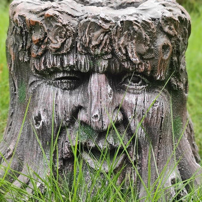 10''H Tree Face Planters Pots Head Planter Magnesium Oxide Head Face Planter Pot Tree Stump Face Flower Plant Pots for Indoor/Outdoor Garden Yard Porch Patio Decor