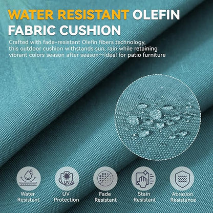 Outdoor Cushion Set for Furniture Patio Furniture, UV Resistant, Water Resistant - 6 Inch Thick Foam Garden Cushions – 22x24 Inch Patio Seat Covers for Chair/Sofa/Couch | Peacock Green | 12-Pack |