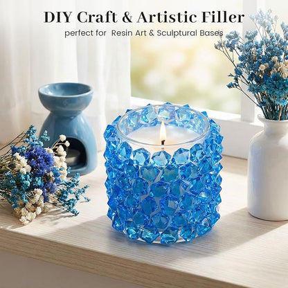 DomeStar Navy Blue Gems Fake Ice Rocks Acrylic Crystal Vase Filler, 150PCS | Catches the light for icy sparkle, 2-cup pack for vases, Candle displays, Table scatter, Wedding centerpieces, DIY decor