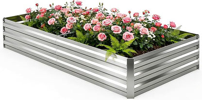 6x3x1FT Galvanized Raised Garden Bed Outdoor Patio, Large Rectangular Metal Planter Boxes,Plant Container Kit for Gardening, Vegetables, Flowers, Herbs,Silver,1 Pack