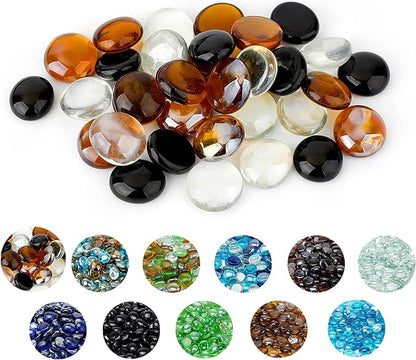 Skyflame 10-Pound Blended Fire Glass Beads for Fire Pit Fireplace Landscaping, 1/2-Inch Onyx Black, Crystal Ice, Caramel Luster