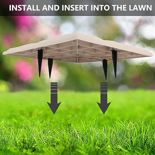 4Pcs Large Stepping Stones Outdoor Garden Walkway, Durable Plastic Pavers for Patio, Pathway, and Landscaping, Weatherproof Stepping Stones with Ground Stakes for Easy Installation
