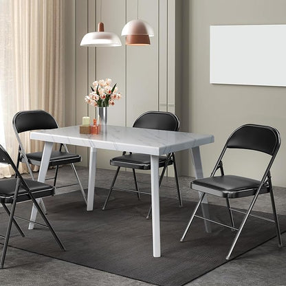 VINGLI 4 Pack Folding Chairs with Padded Seats, Metal Frame with Pu Leather Seat & Back, Capacity 350 lbs, Set of 4, Black