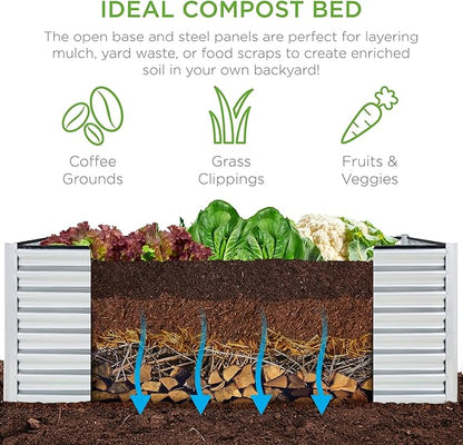 Best Choice Products 6x3x2ft Outdoor Metal Raised Garden Bed, Deep Root Box Planter for Vegetables, Flowers, Herbs, and Succulents w/ 269 Gallon Capacity - Galvanized