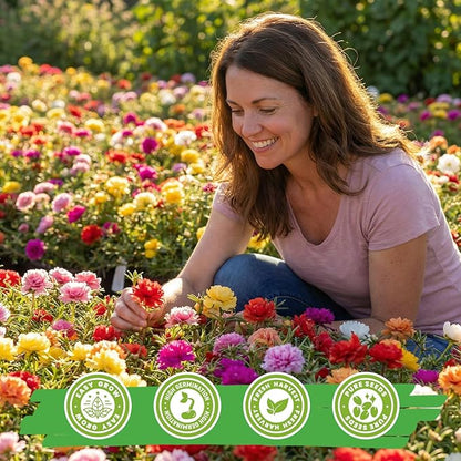 Moss Rose Seeds for Planting, 24,000+ Annual Flower for Ground Cover Flower Seeds, Perennial Variety, Easy to Grow, Portulaca Seeds to Plant Outdoors Garden Containers