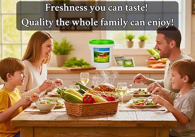 B&KM Farms 25,000+ Survival Seed Kit 5+ Year Supply. 40 Fruit & Vegetable Non-GMO Heirloom Seeds for Planting a Home Garden. Secure Emergency Weather-Proof Bucket
