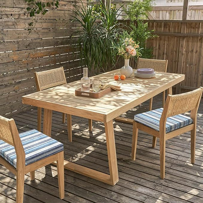 LVTXIII Outdoor Chair Cushions, Fade-Resistant Patio Furniture Cushions Outdoor Chair Pads with Ties for Dining Chairs and Garden Furniture Use, 18.5"x16"x2" 2 Pack, Stripe Layered Blue