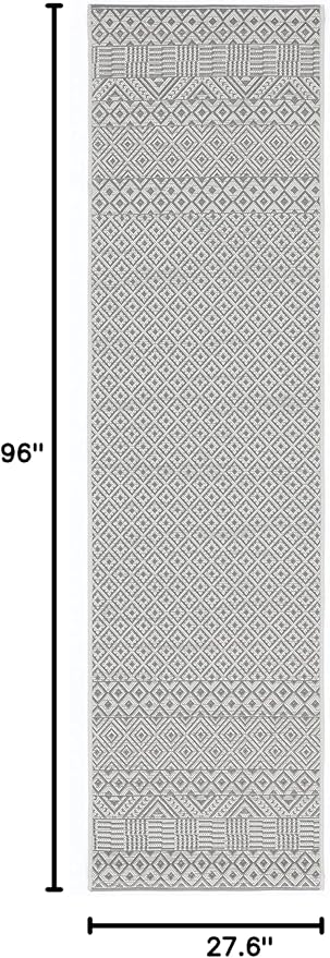 SAFAVIEH Washable Rug Outdoor Courtyard Collection - 2'3" x 8' Runner, Brown & Grey, Non-Shedding & Easy Cleaning, Ideal for Patio, Entryway, Mudroom, Hallway, Kitchen (CY6235-07812)