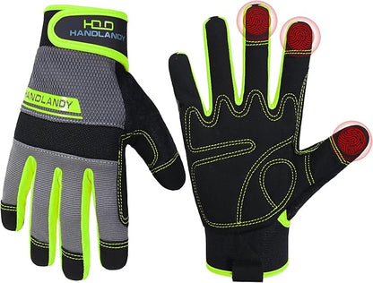 HANDLANDY Work Gloves for Men & Women, Utility Mechanic Working Gloves Touch Screen, Flexible Gardening Gloves for Yard