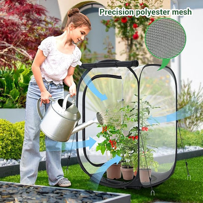 Ohuhu 36'' Garden Mesh Plant Cover, 2 Pack Pop Up Plant Protector Strawberry Cover Garden Net Cage Wind Protection for Plants Outdoor with Storage Bag 24 x 24 x 36 Inches