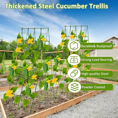 2 Pack Cucumber Trellis for Raised Garden Bed, 42"X 16" A-Frame Garden Trellis, Metal Climbing Plants Support Trellis for Tomato, Beans,Vegetables