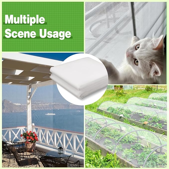 ANPHSIN Stronger Garden Mesh Netting - 10 x 20 ft PP Nanocomposite Bird Net Barrier, Mosquito Netting Screen for Outdoor Plants Vegetables Patios Balconies Terraces, Shading Rate 20% (White)