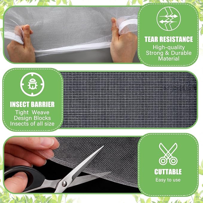 Garden Insect Netting for Raised Beds Extra Large Fruits Tree Netting Pest Barrier White Ultra Fine Mesh Row Bed Covers Net for Vegetable Fruit Protection from Insect Bird Animals(12 x 50 ft)
