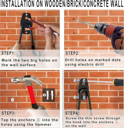 KOFANI Steel Garage Storage Hooks - 16 Pack Anti-Slip Coating, Heavy Duty Wall Mount Hooks for Hanging Bike, Ladder, Garden Tools