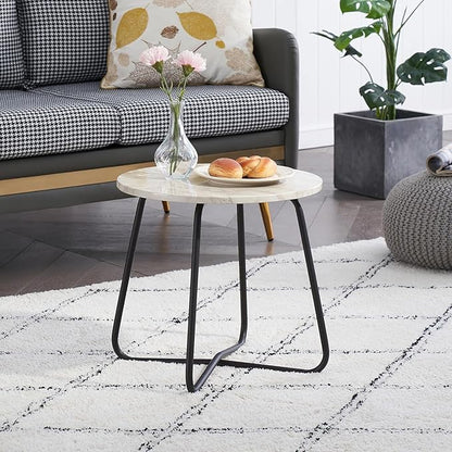 VECELO Patio Outdoor Side Snack Table,Small Round Anti-Rust Metal Style Desk for Garden Balcony,Yard,Living Room