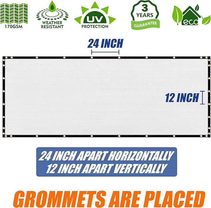 Amgo Custom Made 3' x 154' White Balcony Privacy Screen, Apartment Porch Railing Patio Fence Windscreen Fabric Cloth, Heavy Duty, Commercial and Residential, 90% Blockage (We Customize)