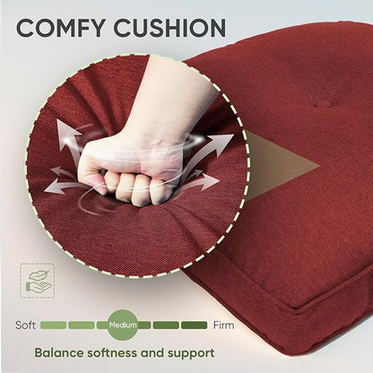 Outdoor Chair Cushion Set of 3, Waterproof Outdoor Seat Cushions 25x22, Patio Chair Cushions for Outdoor Furniture, Couch Cushion Replacement, Include 3 Back & 3 Seat Cushions, Button/Red