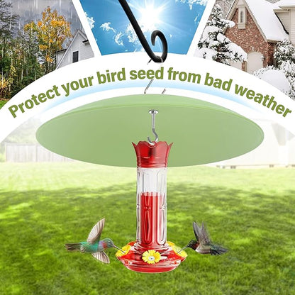 13" Bird Feeder Rain Guard, Hummingbird Feeders Shade Dome Cover, Hanging Baffle for Bird Feeder Pole,Smart Birds Feeder's Umbrella(Light Green),2 Pack