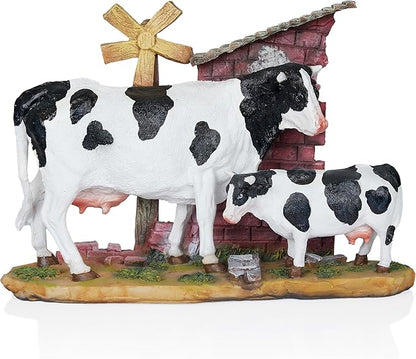 Alpine Corporation 11" Tall Outdoor Cow and Calf Statue, Stylish Weatherproof Garden Decor, Multicolor