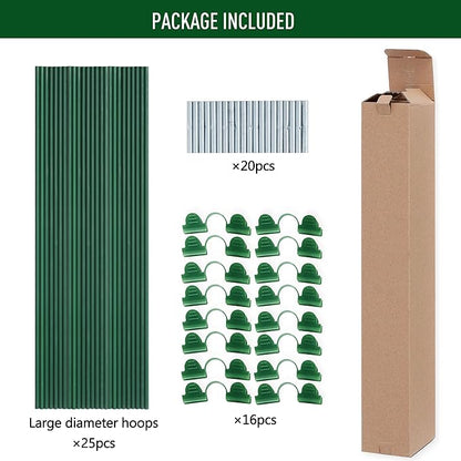 MAXPACE Greenhouse Hoops for DIY 2.8ft or Wider Grow Tunnel, Rust-Free Fiberglass Support Hoops Frame for Garden Fabric, DIY Plant Support Garden Stakes, Gardening Supplies, 25pcs