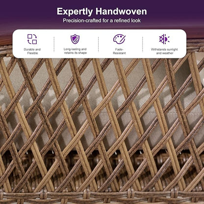 PURPLE LEAF Patio Swivel Dining Chairs Set of 2 Modern Wicker Outdoor Dining Chairs with Thick Cushions and Soft Pillows All Weather Aluminum Patio Chairs for Garden Porch Lawn