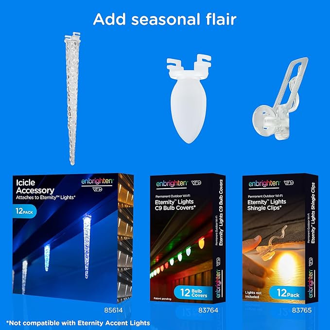 Enbrighten Vibe Eternity Permanent Outdoor Lights for House, 100 Feet, 72 RGBWIC LEDs, Close Spacing, 33lm, Color Changing, Christmas, Eave Lighting, Smart App, Works with Alexa, Google Home, 81103