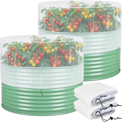 2 Pack Garden Netting Cover for 2 FT Dia x 1 FT H Round Raised Beds, Fine Mesh Plant Cover with Drawstring, Raised Bed Bug & Bird Barrier Screen for Vegetables, Herbs and Flowers
