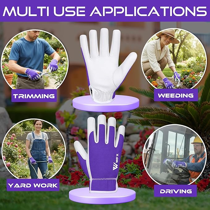 Work Gloves Gardening Breathable Rigger Palm Gardening Gloves Ladies Mens Gripper Utility Leather Thorn Proof