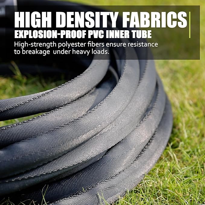 Relxitl Garden Hose 100feet, Water Hose with 10 Function Hose Nozzle, NON-Expandable Hose, Tough & Flexible, Lightweight, Crush Resistant Fittings, Kink & Tangle Free, Rust Proof for Watering