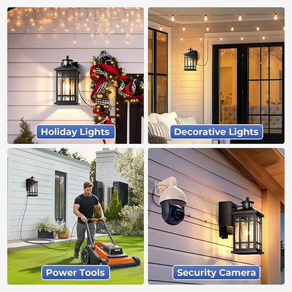 Motion Sensor Outdoor Lights with GFCI, Modern Black Dusk to Dawn Outdoor Lighting, Upgraded Motion Sensor Outside Lighting for House Patio Garage, Adjustable Sensitivity and Time, Hardwired