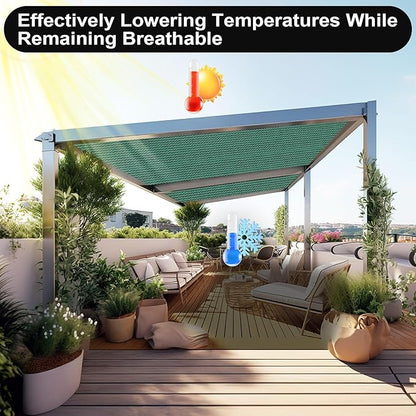 Artpuch 90% Sun Shade Cloth, 6 x 16 FT Pergola Shade Cover Canopy with Grommets, Sun Screen Fabric Tarp for Patio, Outdoor, Garden, Backyard, Green