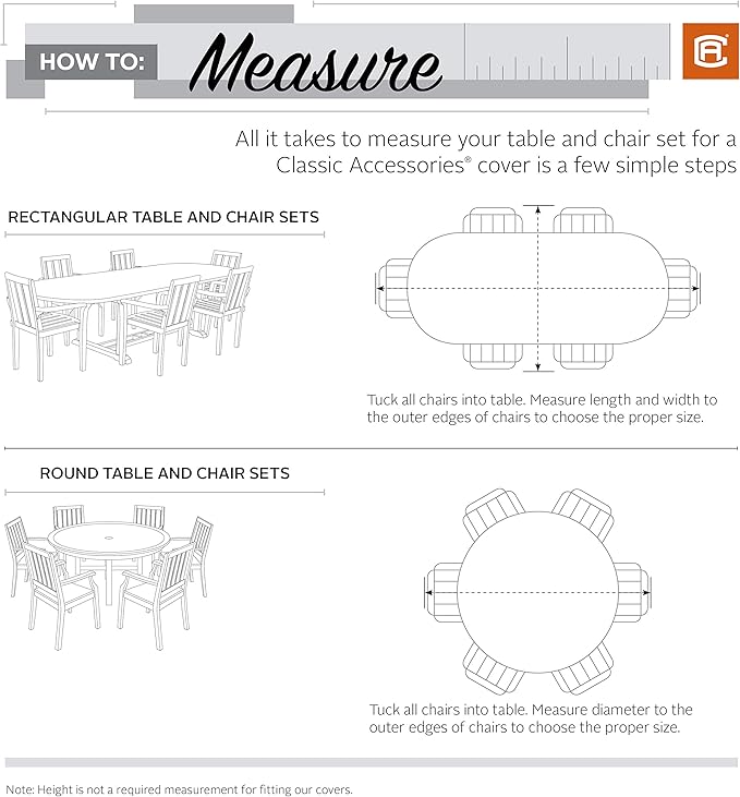Classic Accessories Terrazzo Rectangular/Oval Patio Table & Chair Set Cover, Large