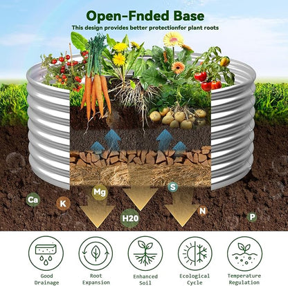 4 Pack Tall 2x2x1.5FT Round Raised Beds for Gardening, Corrugated Galvanized Steel Raised Garden Bed, Outdoor Metal Above Ground Garden Bed for Vegetables and Flowers